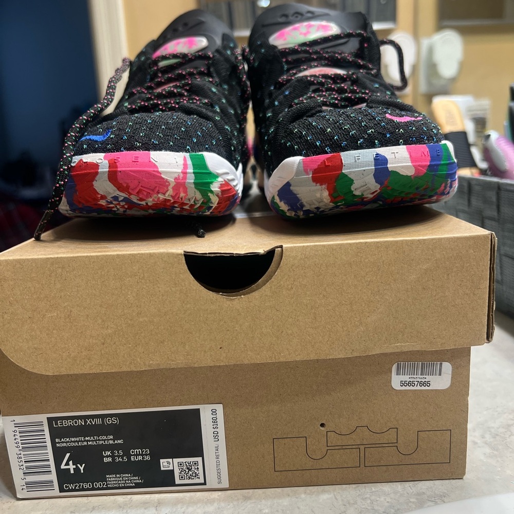Nike LeBron XVII Kids' Black Multicolor Sneakers